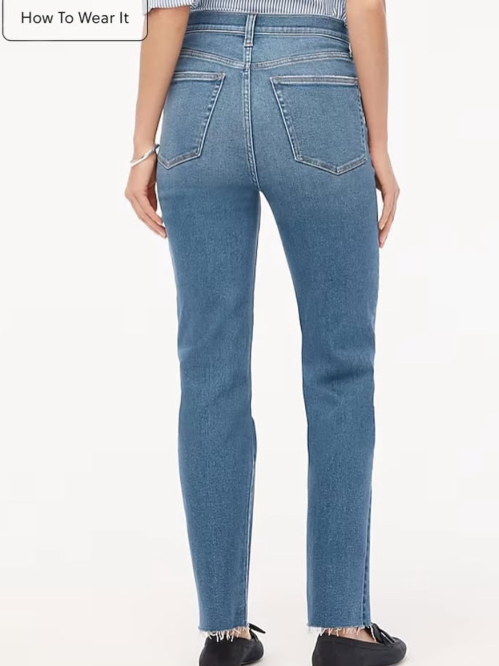 J CREW STOVEPIPE JEAN WITH CUT HEM IN SIGNATURE STRETCH+